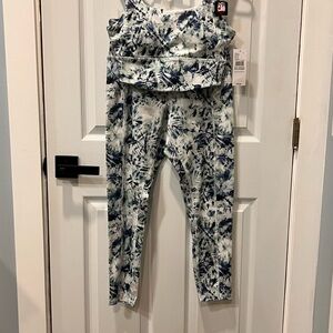 PBX Pro Shibori Bloom Print Activewear Set Bra & Leggings Women Size M NWT